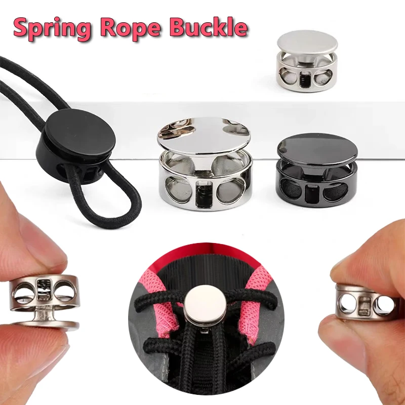 6-Pack Spring Rope Buckle Metal No-Tie Shoelace Locks Zinc Alloy Buckle For Athletic Casual Shoes Pants & Coats DIY Easy Install