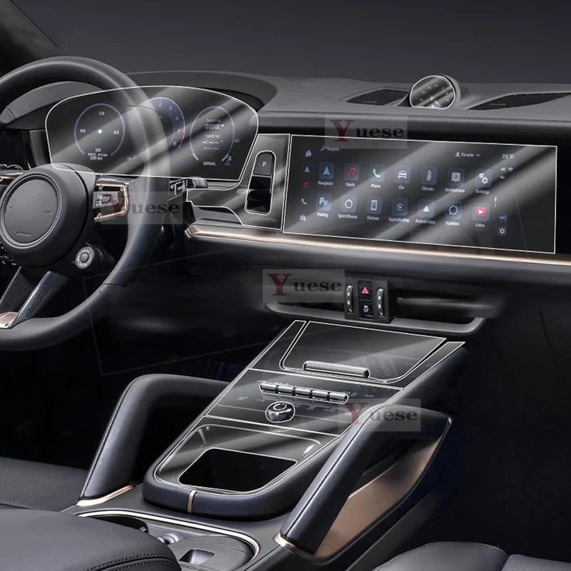 Car Interior Center Console Transparent TPU Protective Film Anti-scratch Sticker For Porsche Cayenne Turbo GT 2024-2025
