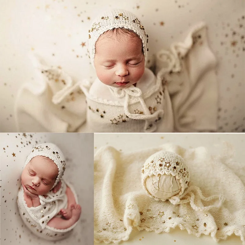 

Handmade Knitting Hat Wrapping Baby Photography Newborn Photography Props Star Backdrop