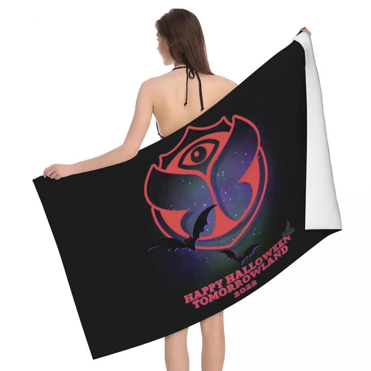 Custom Halloween Tomorrowland Bath Beach Towel Microfiber Music Festival Travelling Swimming Camping Towels