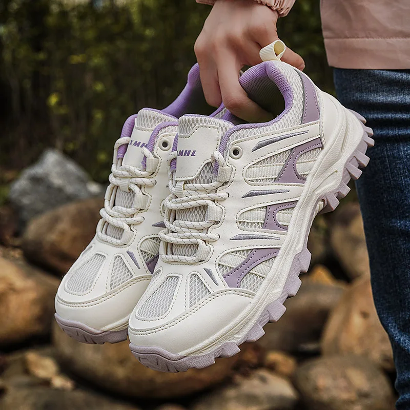 Women Breathable Mesh Shoes, Fashion Casual Outdoor Sports Sneakers,Anti-slip Wear-resistant Hiking Trekking Footwear For Ladies