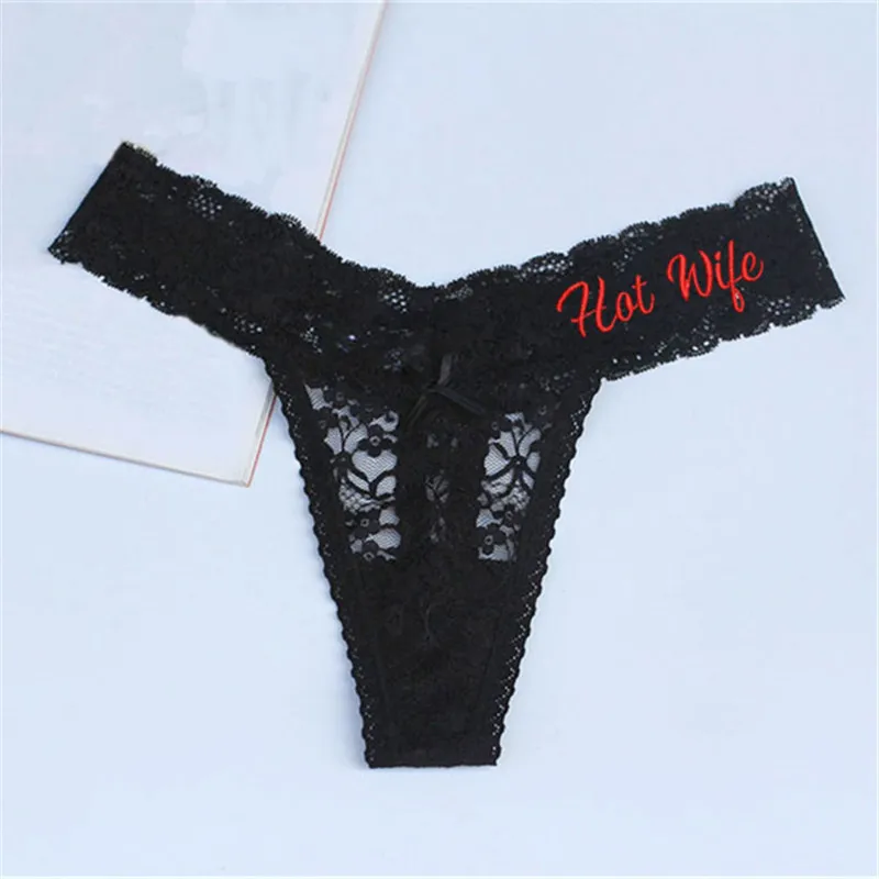 

Custom Hot Wife Black Lace Anniversary Undies, Valentines gift for her Panties, Honeymoon Lingerie, Bachelorette Gift for Bride