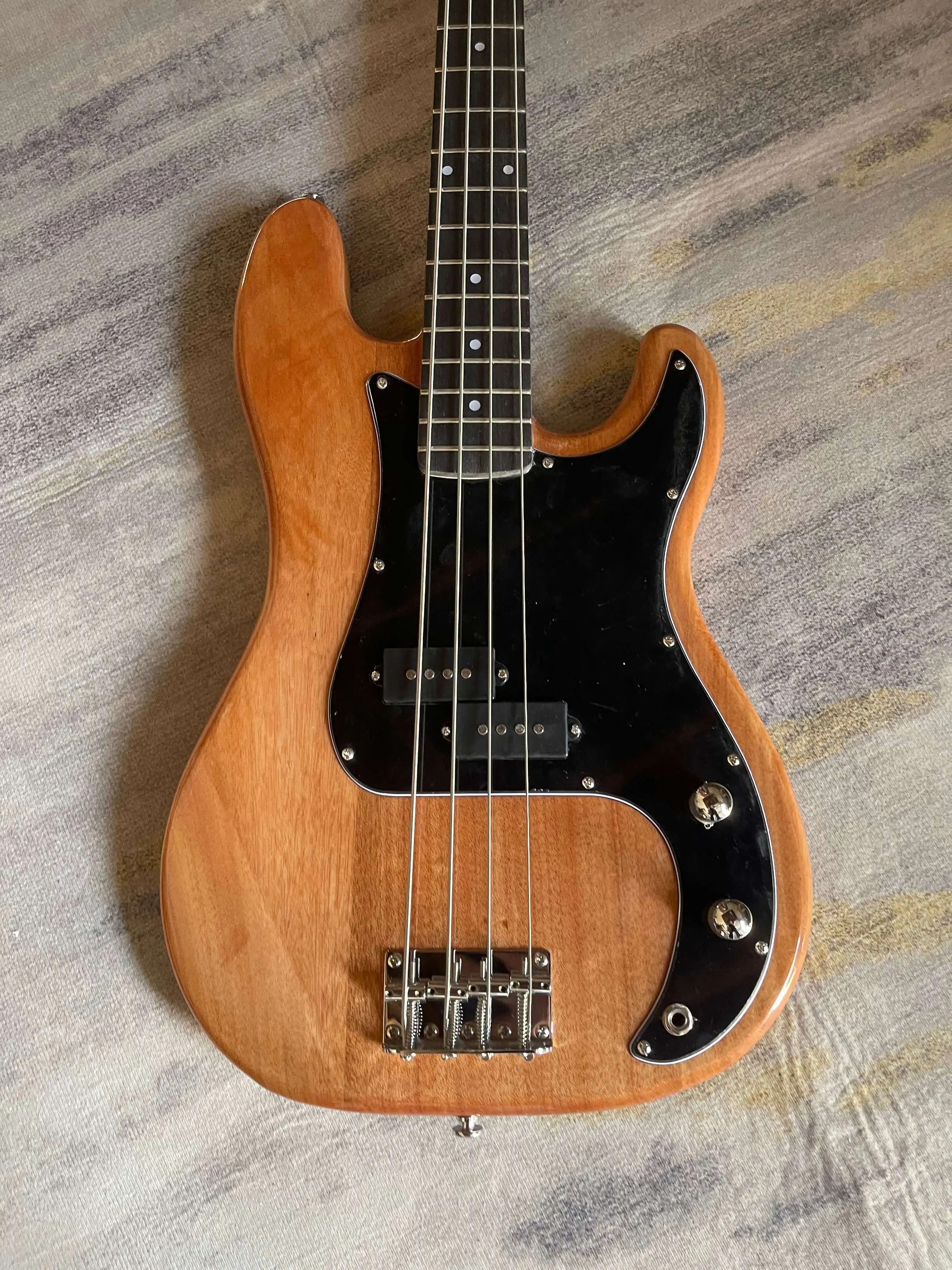 Clear Natural Solid Wood PB Bass Guitar Two Split Humbucker Pickups Classic Precision Shape For Jazz Funk Band Performance view 3