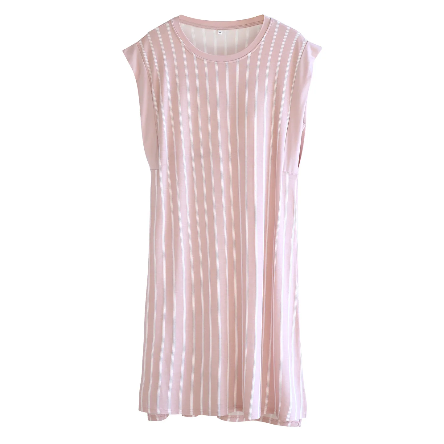 

Летняя домашняя одежда: Полосатая ночная сорочка из модала с круглым вырезом без рукавов для женщин