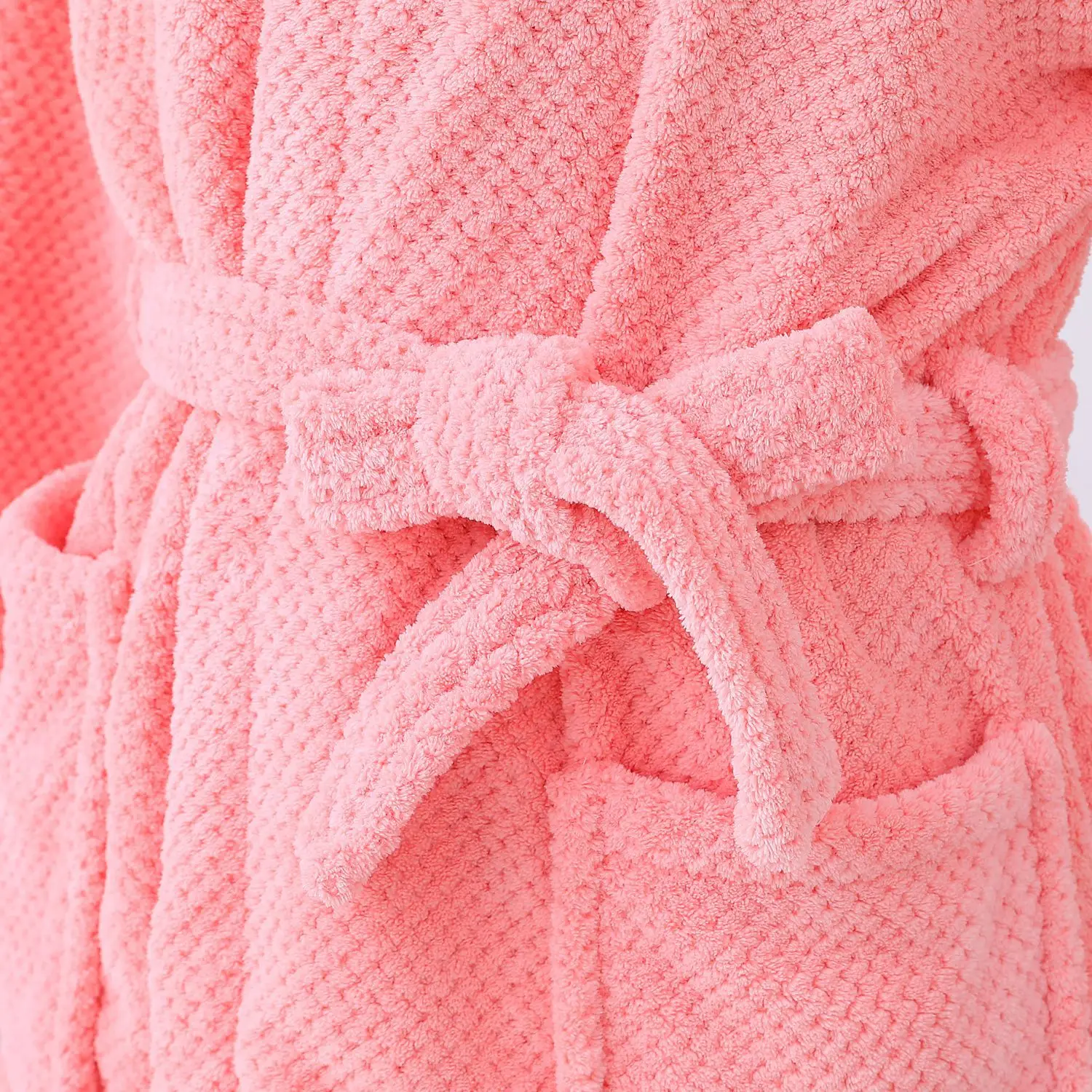 Coral Fleece Long Thick Absorbent Terry Bath Robe Light Weight Waffle Towel Bathrobe Sleepwear Women Dressing Gown Robes