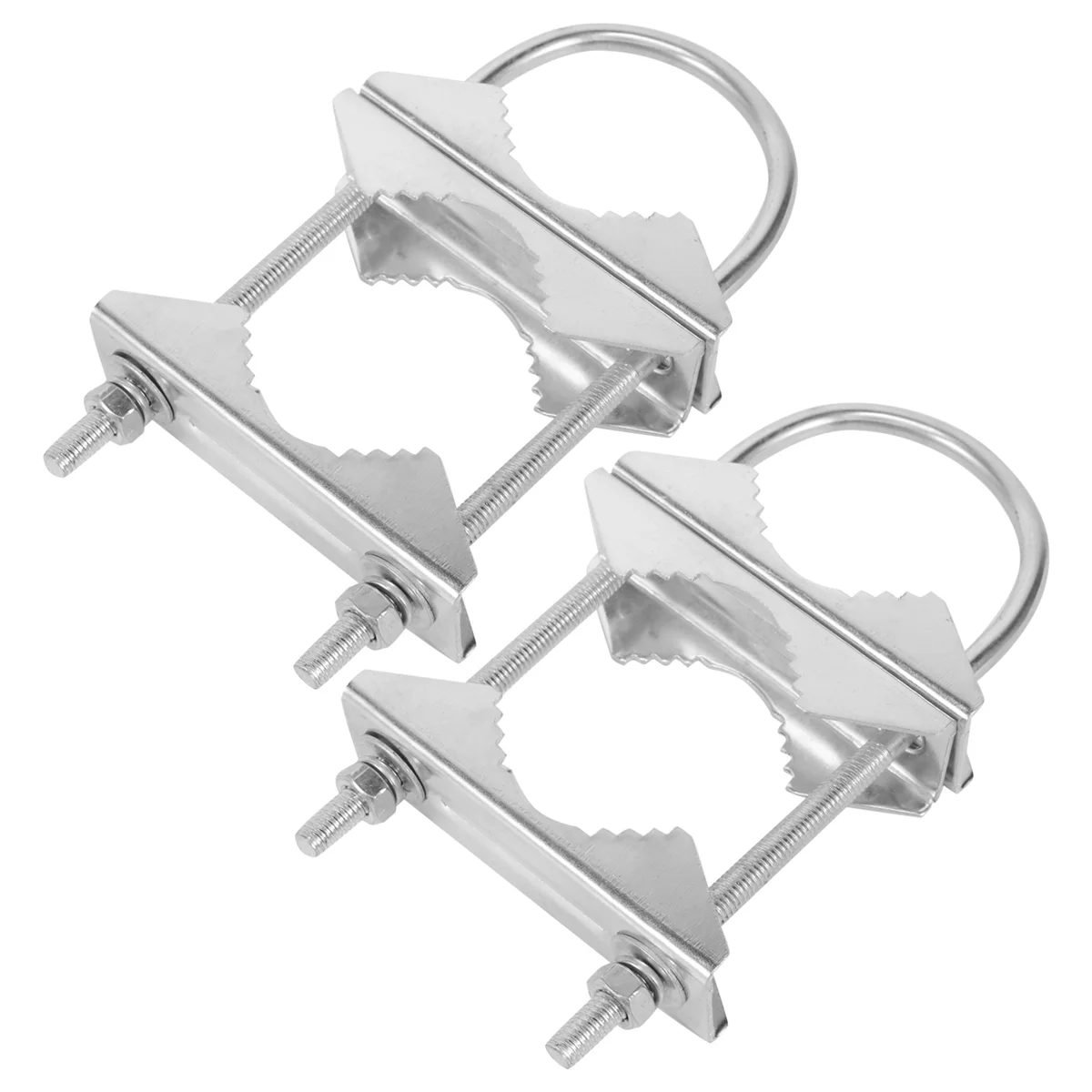 ZIZI Double Antenna Mast Clamp V-Jaw Bracket U Bolts Pipe Mounting Hardware 2 Sets for WiFi Antenna TV Antenna