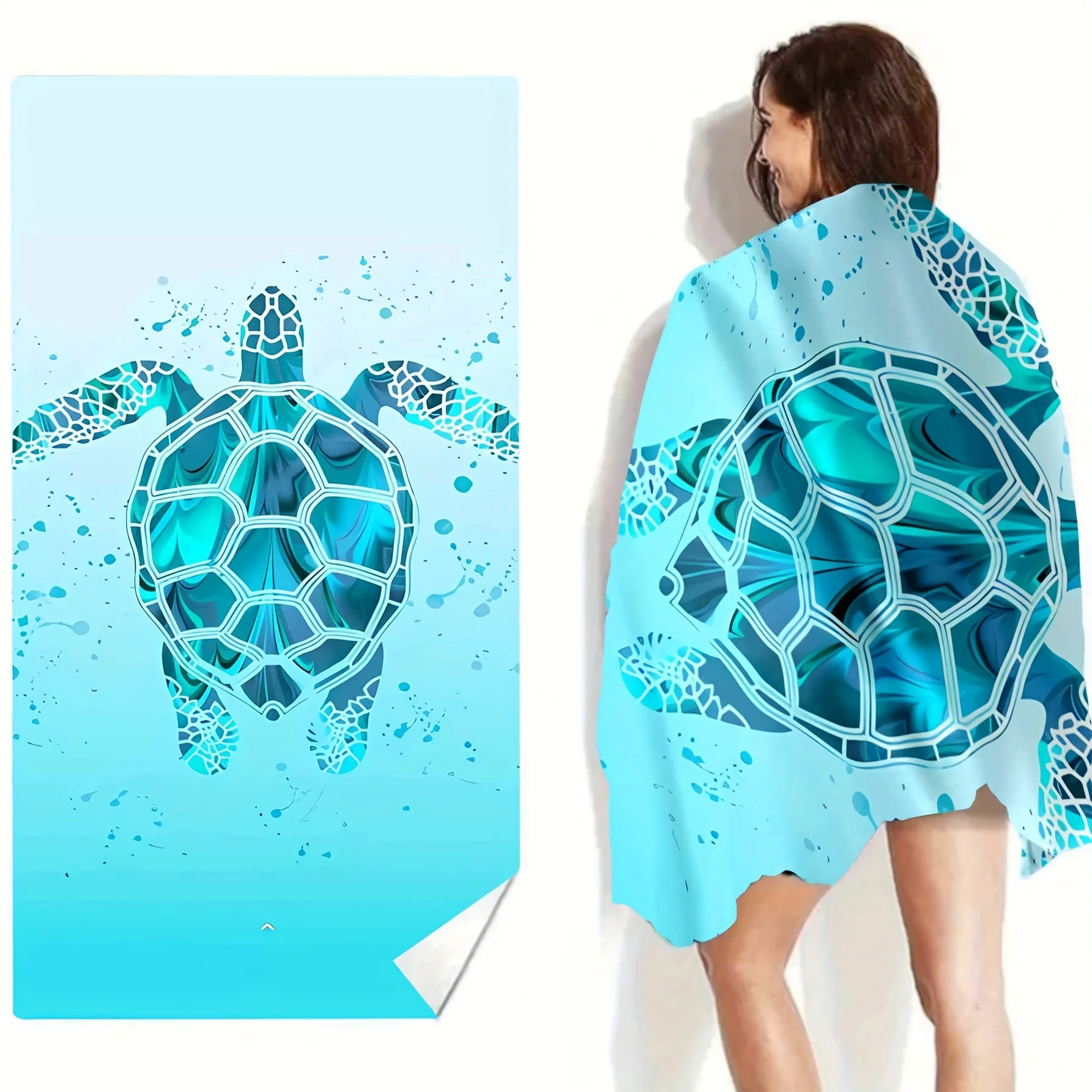 Oversized Quick-Dry Microfiber Beach Towel  Lightweight & Super Absorbent | Stylish Sea Turtle Design