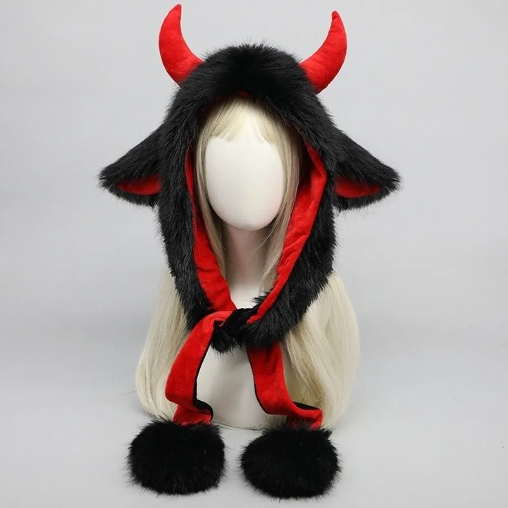 Cozy Warm Reindeer Antler Hat Adjustable Straps Christmas Elk Hat Lightweight Fluffy Texture Ear Protection Cap Daily