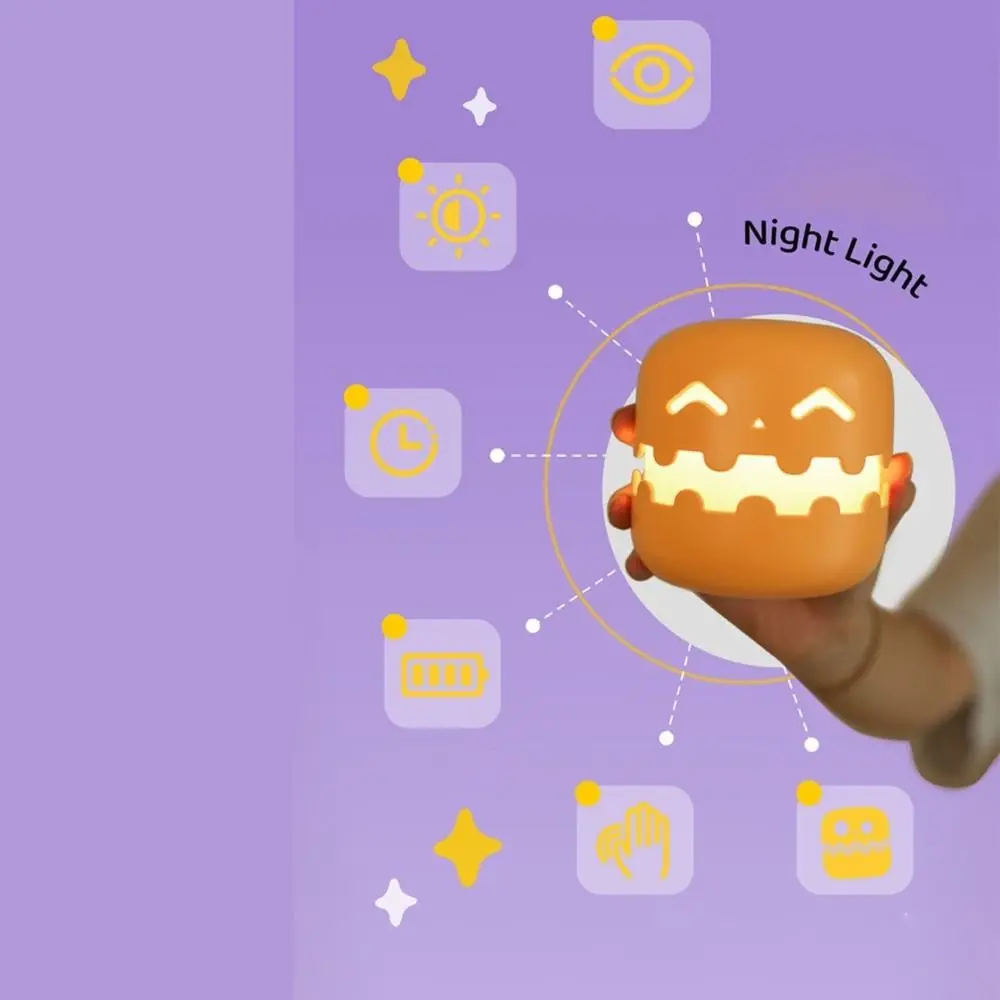 Halloween Ghost Pumpkin Lights Rechargeable Orange LED Nightlights With Smiling Face With Timer Function Nightstand Lamp