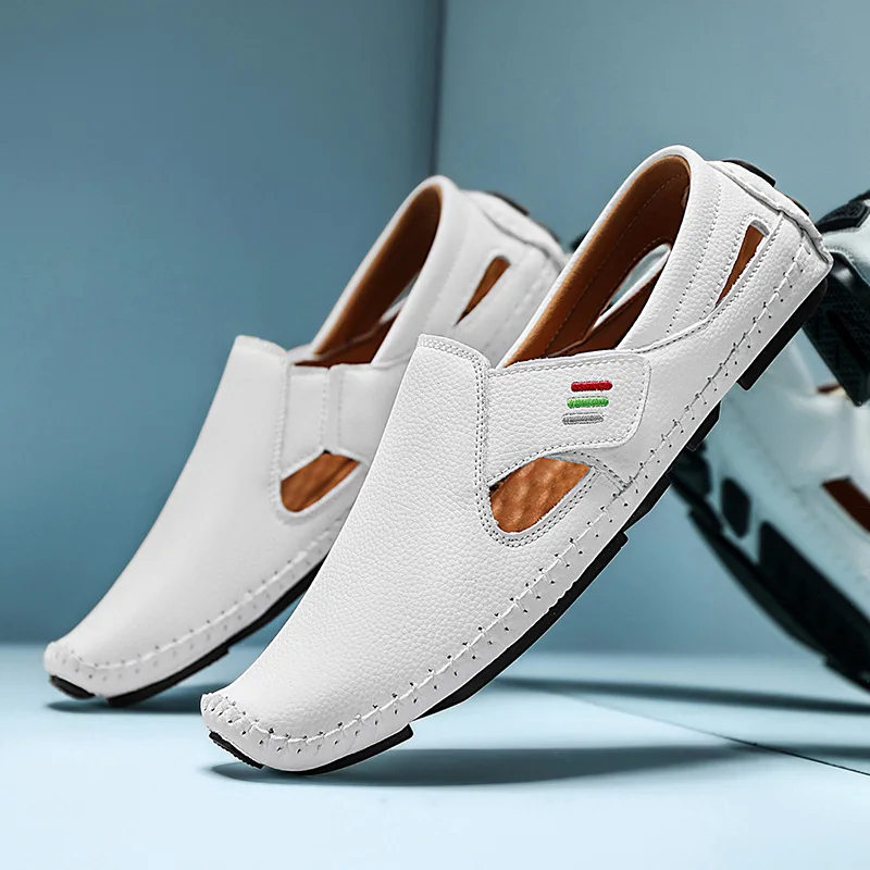 

YRZL Loafers Men Lightweight Flexible Slip On Loafers PU Leather Casual Driving Flats Comfortable Moccasins Shoes Non-Slip Sole