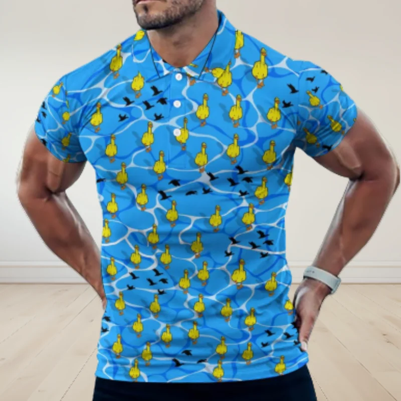 Nette Gelbe Ente Muster Golf Polo Shirt Männer 3d Gedruckt Cartoon Tennis Hemd Sommer Straße Lose Kurzarm Tops Taste Tees