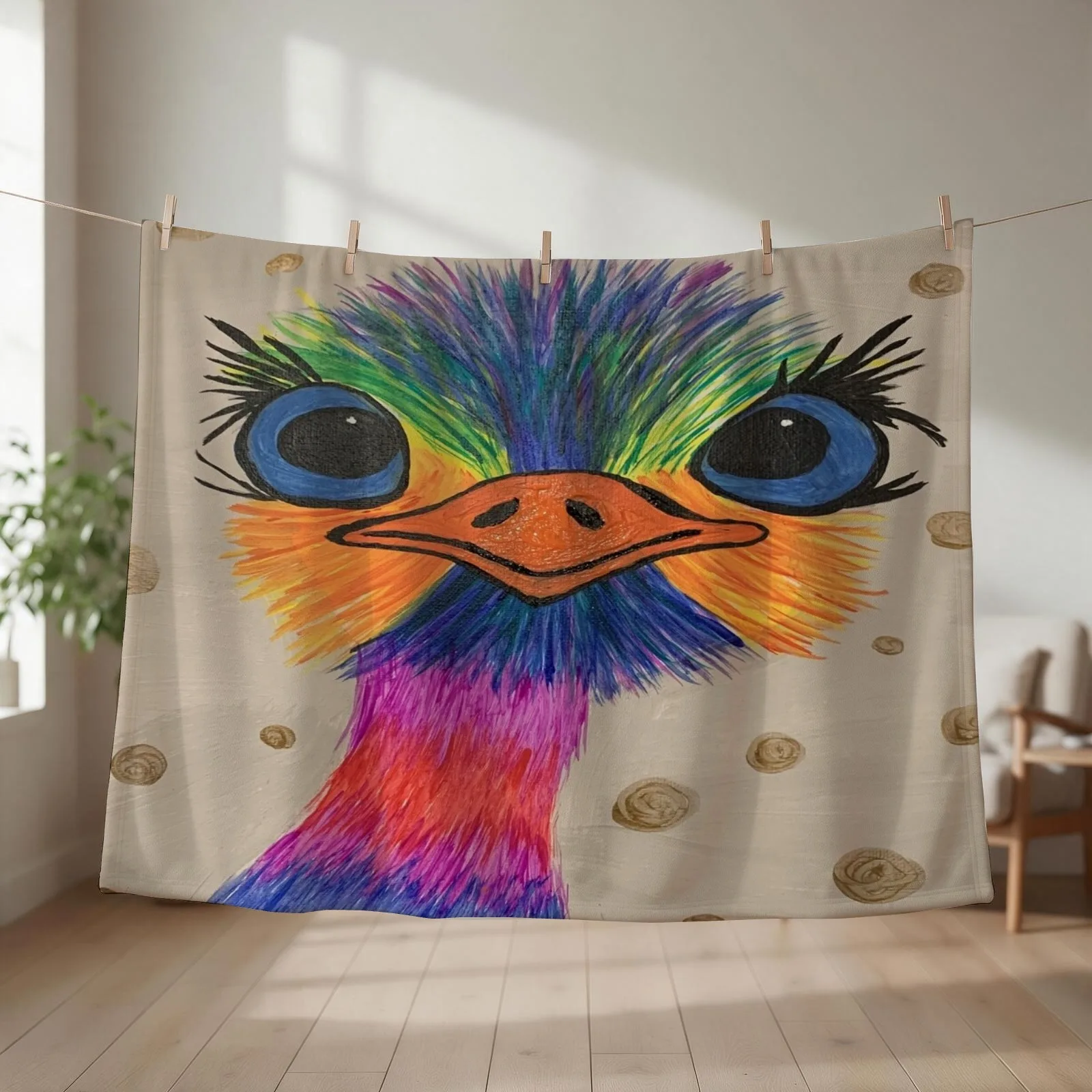 colorful painting of emu Throw Blanket Quilt Soft blankets and throws Shaggy Blankets