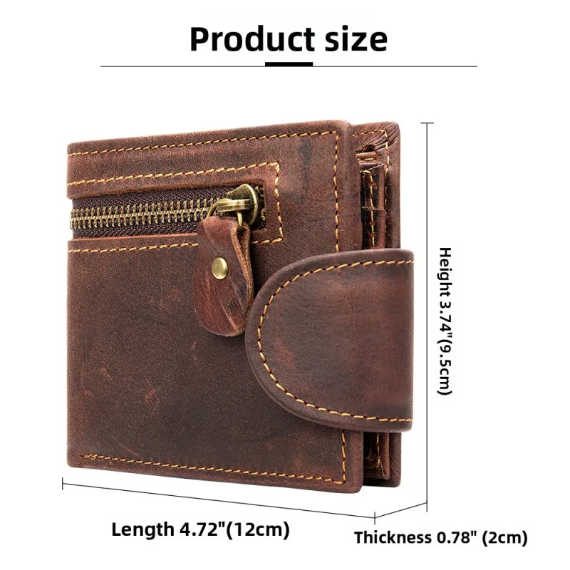 New Men's Genuine Cow Leather Wallet Short Card Holder Man Purse Male Vintage Pocket For Men