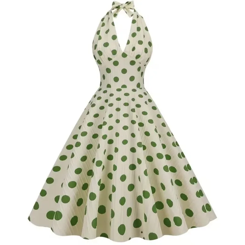 Summer Polka Dot Strapl V-Ne Sexy Bal Slim Fit Svel Dr Princ Sle Daily Wear round Dot Pattern Tie Waist