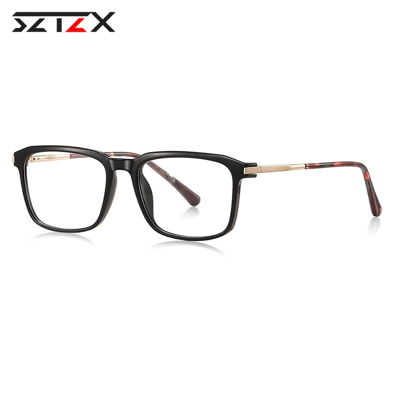 SZTZX موضة جديدة إطار مربع مكافحة الضوء الأزرق الرجال نظارات للقراءة الرجال النساء قصر النظر وصفة طبية بصرية نظارات مخصصة