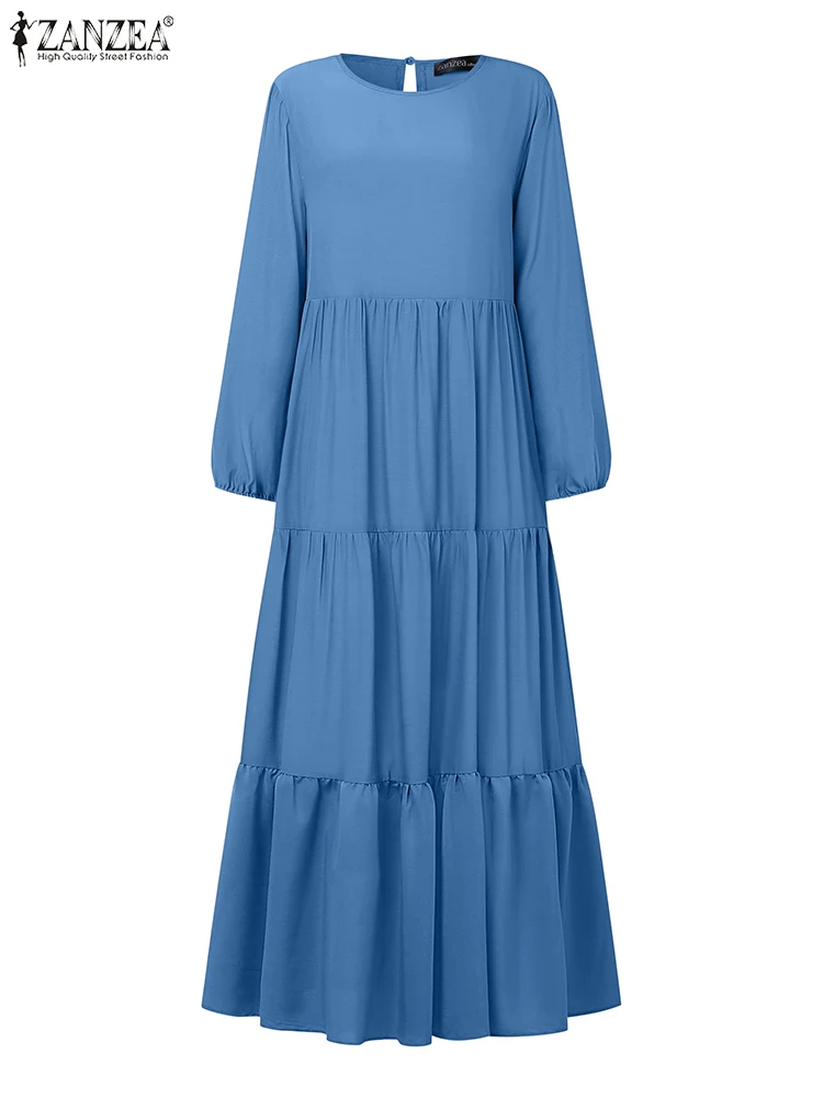 2025 femmes automne à manches longues Maxi Robe d'été ZANZEA musulman Hijab robes Abaya Robe islamique robes Eid Mubarek Maxi Robe longue