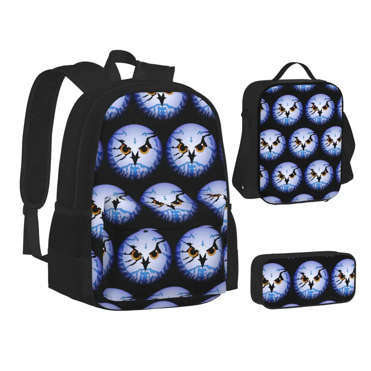 

Amiga Psygnosis Owl Backpacks Boys Girls Bookbag Students School Bags Kids Rucksack Lunch Bag Pen Bag Three-Piece Set