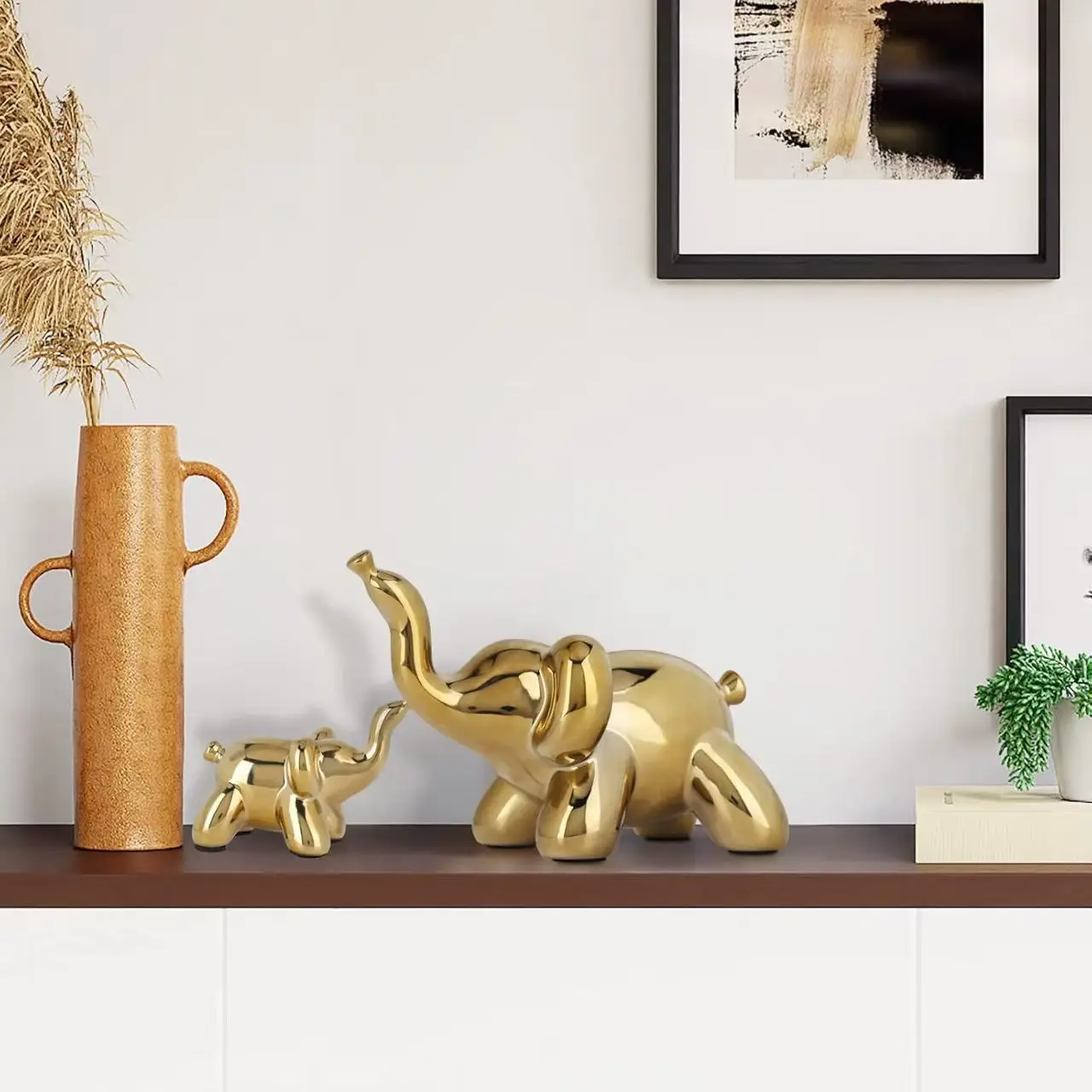 

Luxury Electroplated Resin Elephant Decor - Multi-Functional Wine & Book Shelf for Office/Home