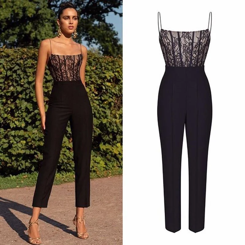 Dames Elegante Casual Lange Formele Jumpsuit Effen Zwarte Mouwloze Klassieke Jumpsuit Streetwear Monochrome Sportbroek Zonder Rug