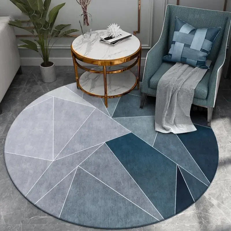 VIKAMA Crystal Velvet Round Carpet Light Luxury Office Desk Chair Non-Slip Mat Table Study Large Area Carpet Bedroom Decoration