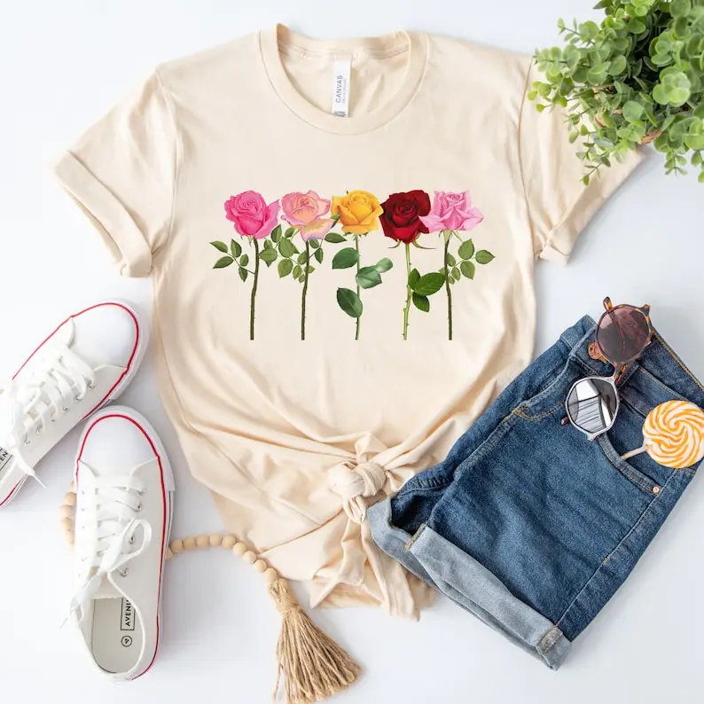 Rose Shirt Gardening Floral Shirt Gift for Gardener Gardening Plant Lover Flower Shirt Plant Lover Tee Lover Aesthetic Clothes