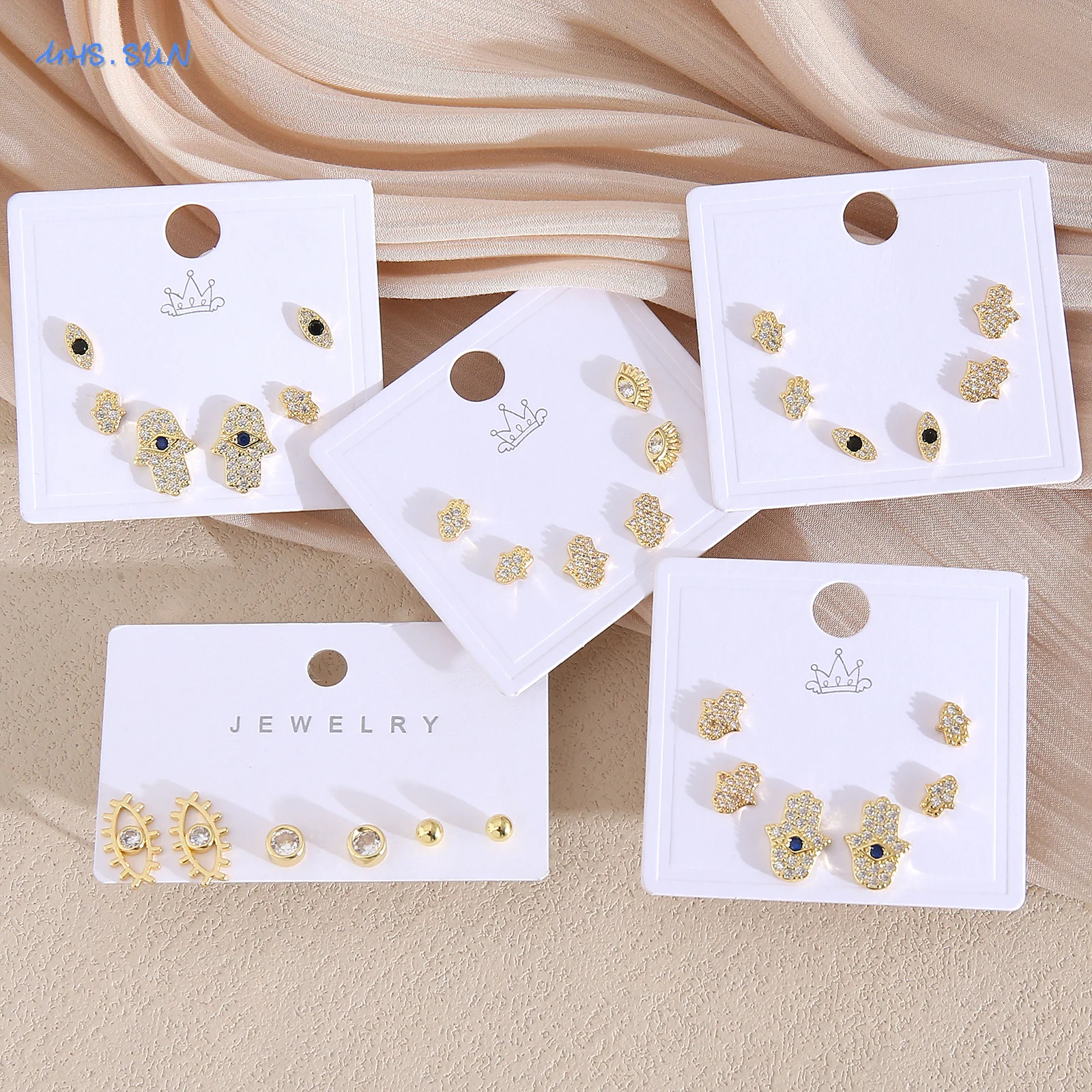 MHS.SUN 3쌍 지르콘 파티마 함사 핸드 이블아이  - Body Jewelry Kit 리뷰 및 가격