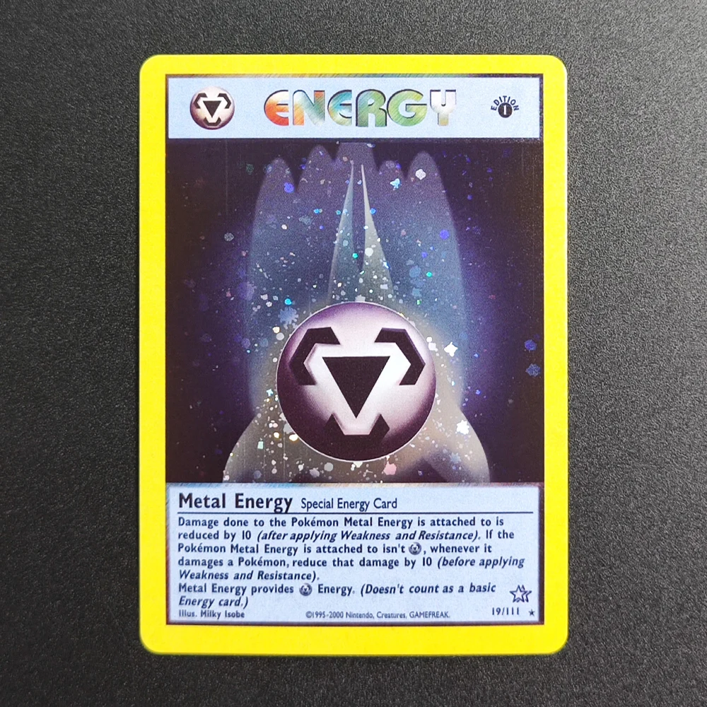 Tarjeta Coleccionable Proxy Pocket MonSter 2000 P.M NEO GENESIS METAL ENERGY-HOLO 1ST, Tarjeta Individual Rara, Juego Clásico, Tarjetas de Anime, Juguetes