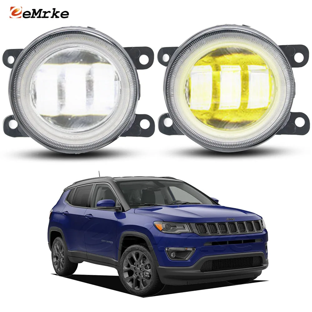 

Upgrade Led Car Fog Lights PTF 40W for Jeep Compass MP 2017 2018 2019 not mk49 DRL Angel Eyes with Lens Daytime Running Lamp