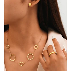 Stainless Steel Jewelry Sets Hoop Earrings Hollowed Out Ring Empty Hoop Necklace Jewelry Sets For Women Jewelry Banquet Gifts