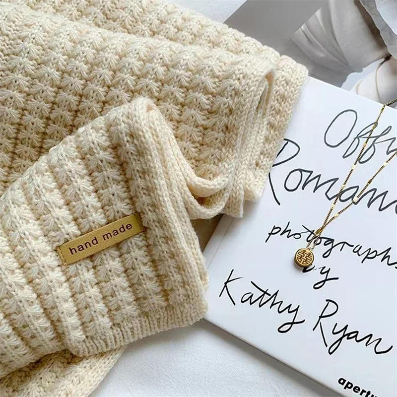 Winterschal für Damen und Herren, dicker Zopfmuster, klobiger langer warmer Schal für Reisen, Büro, warme Kaschmirschals, Halstuch – Detail 2