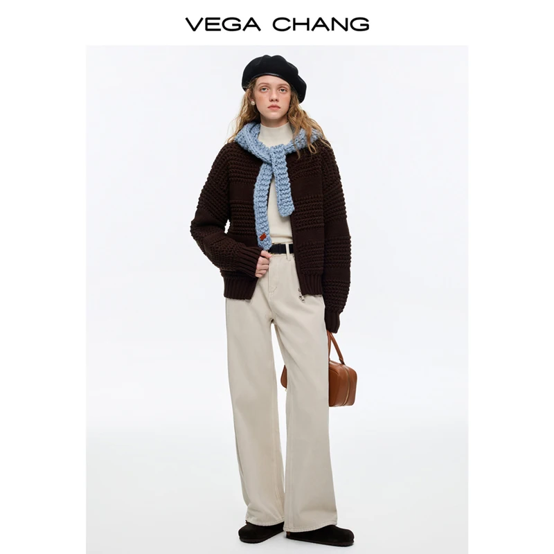 Vega Chang New Winter Women's Straight-Leg Slimming Versatile Wide-Leg Jeans
