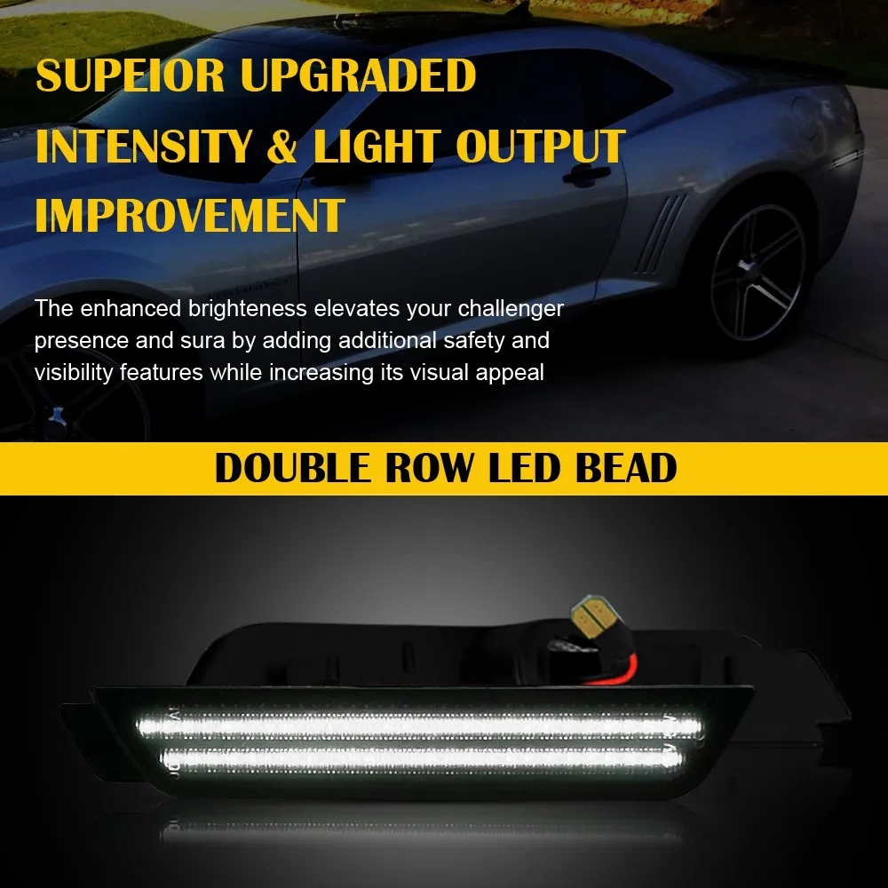 

OXILAM 2 шт. светодиодный передний фонарь, боковой габаритный фонарь, линза белого света для Chevy Camaro 2010-2015, аксессуары