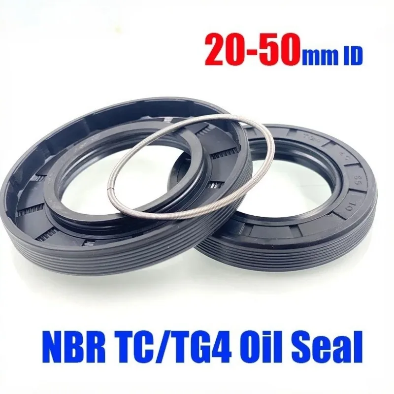 5PCS Oil-Resistant & Wearproof NBR Shaft Seal, TC/TG4 Lip Type Oil Seal 20-35mm ID, Black for Rotating Equipment