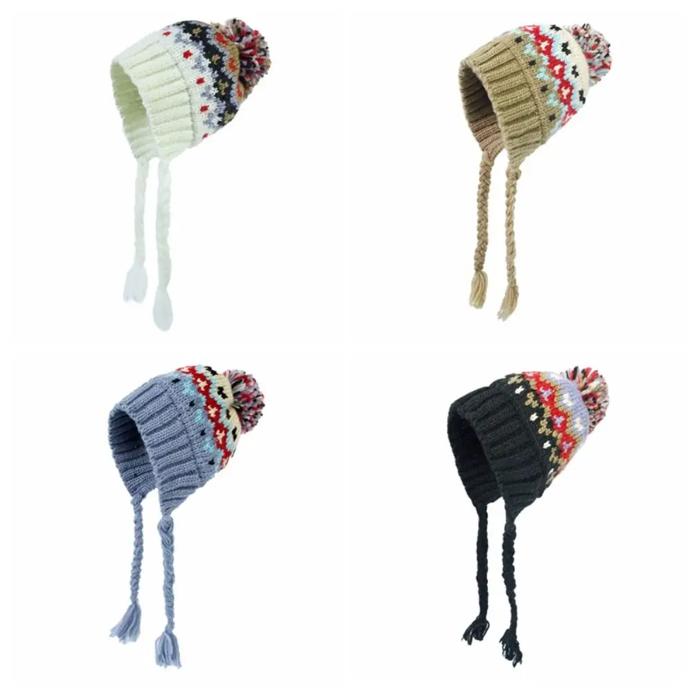 

Cute Autumn Winter Children Knitted Hat Warm Windproof Boys Girls Beanie Cap Outdoor Thick Ear Protection Hats