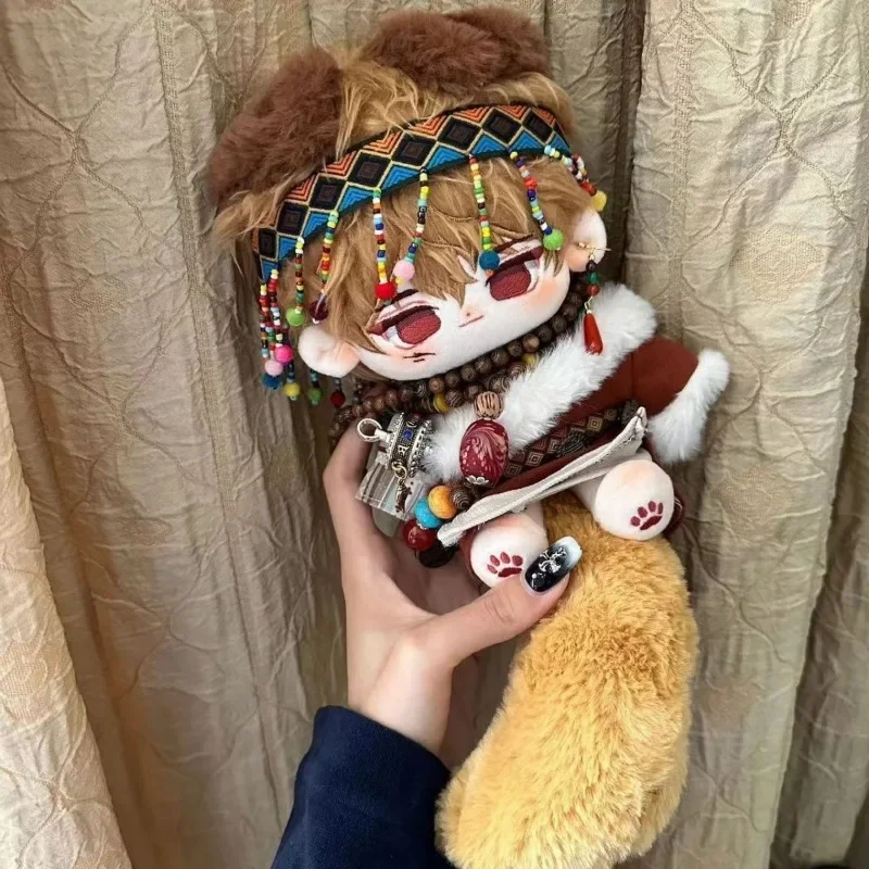 Handmade 3pc/set 20cm Doll Clothes Chinese National Style Hairband Belt Set Doll Clothes Plush Dolls Outfit Dress Up