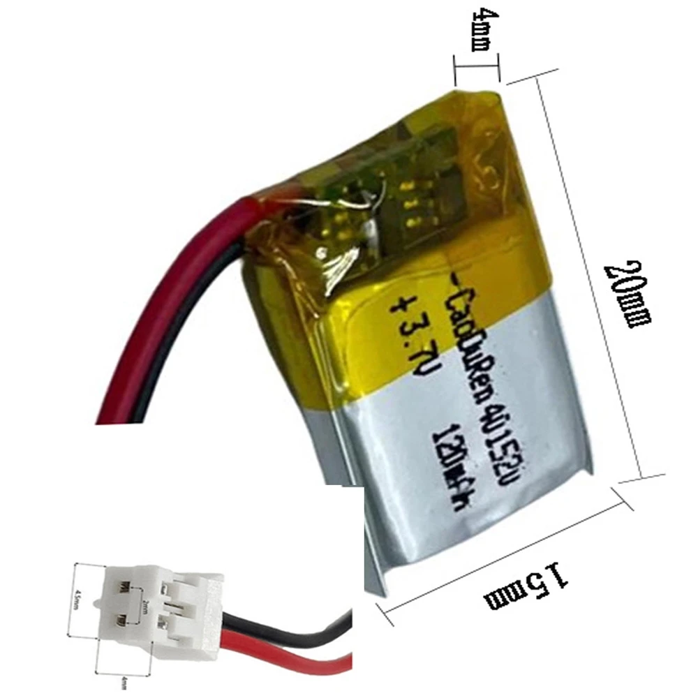 3.7V 120mAh 401520 Li-Polymer Li Battery JST-PH 2pin 2.0 For SMART WATCH LAPTOP MP4 TABLET MOBILE POWER ELECTRIC TOYS