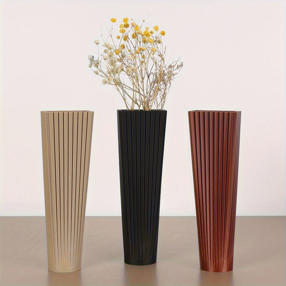 Grenzüberschreitende vertikal gestreifte konische Vase, moderne minimalistische Heimdekoration, geeignet für Trockenblumenarrangementszenarien