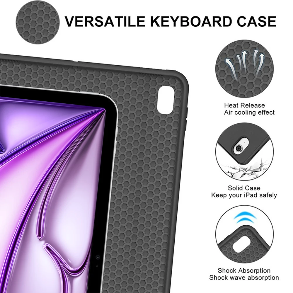 Case For iPad Air 11 Inch M2 2024,Magnetic Keyboard Case for iPad Air 11In A2902 A2903 A2904,for iPad Air Smart Stand Cover
