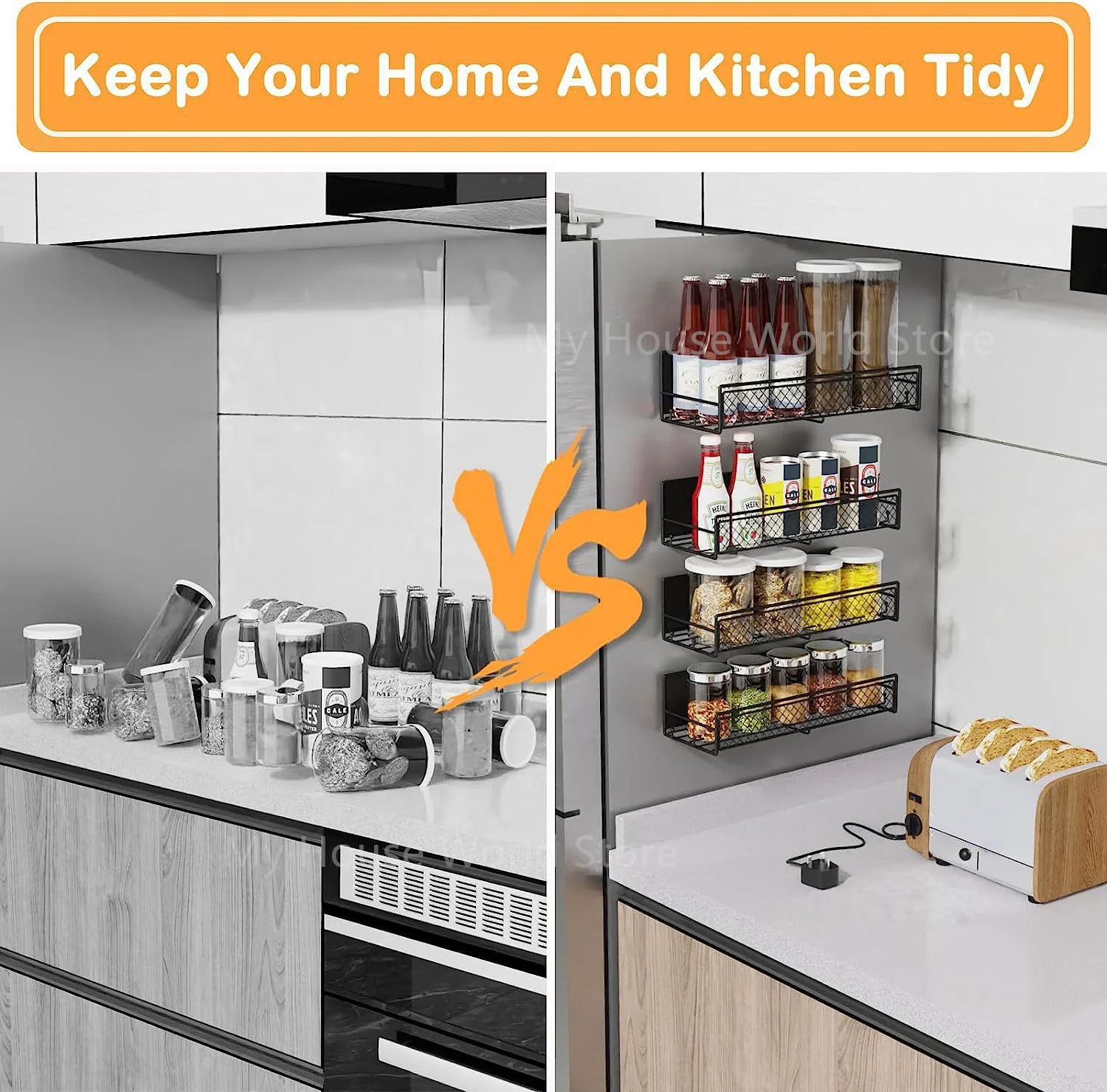 Magnet Fridge Shelf Spice Holder No Drilling Mesh Kitchen Organizer Shelf Cabinet Refrigerator Storage Rack Kitchen Accessories