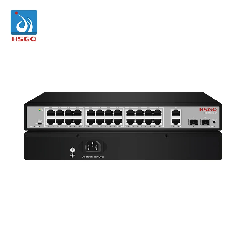 HSGQ-SG2024P 24 1000m RJ45 Ports Switch 300W PoE Switch Unmanaged Managed Network Ethernet Poe Switch 52V For Ip Camera CCTV