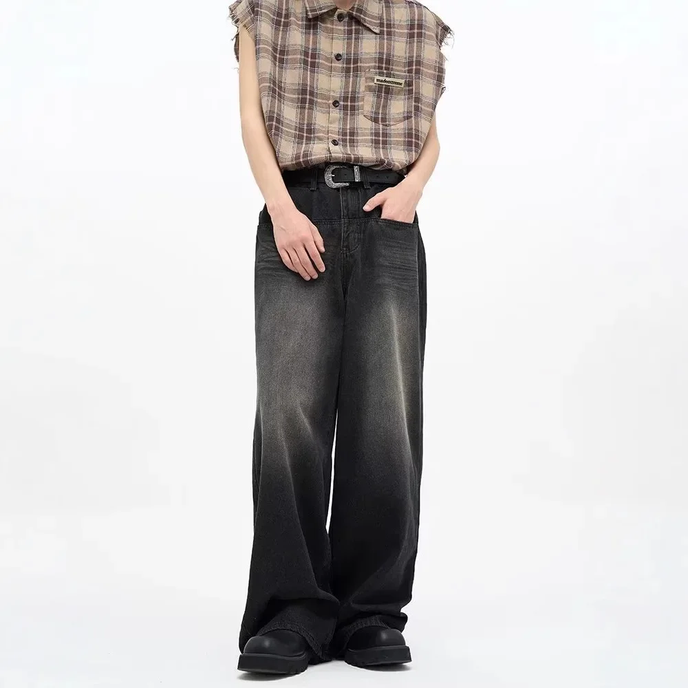 

American Vintage Men's Wide Leg Denim Pants Fashion Straight Jeans Baggy Pants High Street Hip-hop Streetwear Y2k Men Clothing