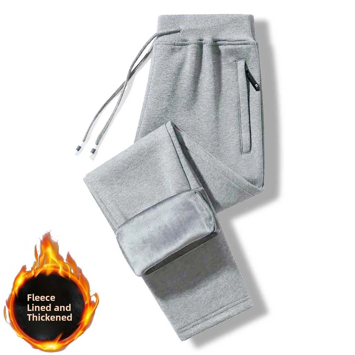 Thickened Fleece Winter Trousers Women's Warm Loose Casual Long Pants Autumn Style Sports Pants with Cuffs Polyester Fiber