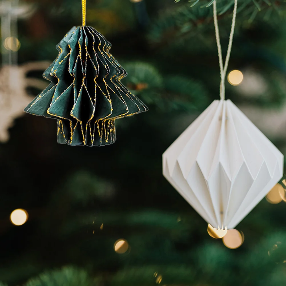 

3Pcs Paper Pendant Christmas Decorations Honeycomb Ornament for Xmas Tree Hanging Holiday Party Favors Garden Yard Light Up