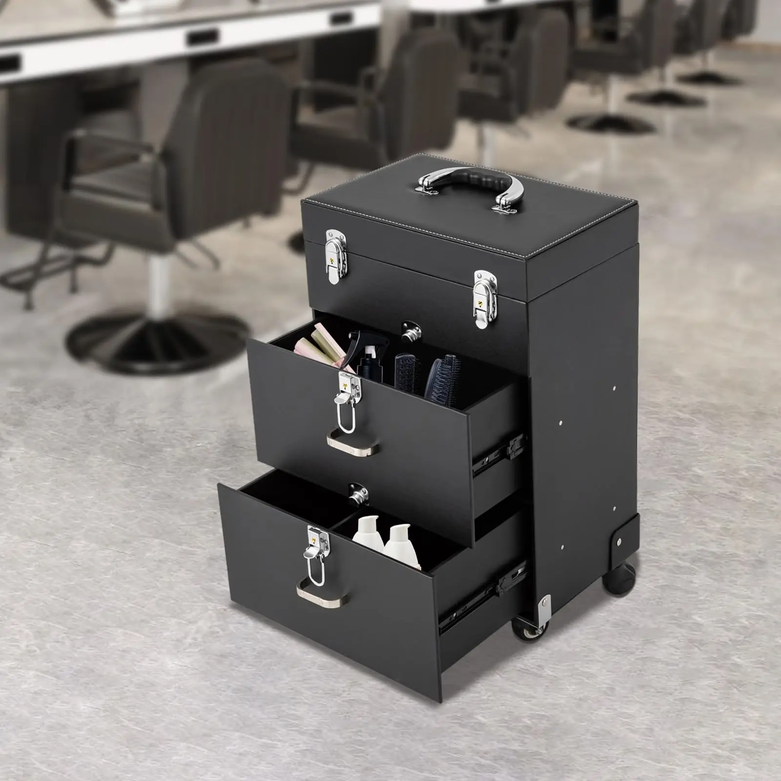 Косметический чемодан Bitodd, чехол на колесиках для макияжа, футляр для хранения большой емкости, органайзер с колесами, органайзер для лака для ногтей