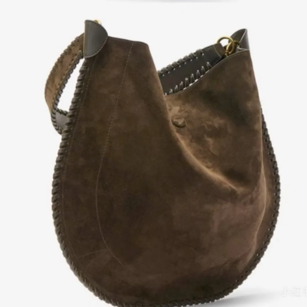 

New High-quality Large-capacity Rope Bag Suede and Suede First-layer Cowhide Shoulder Women Bag Autumn Winter Casual Versatile