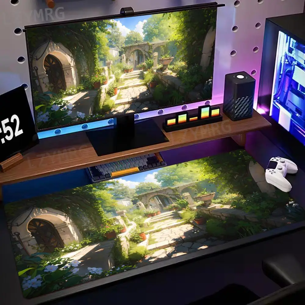 Винтажный коврик для мыши с мультяшной комнатой, большой резиновый противоскользящий коврик для ПК, настольные аксессуары, коврик для мыши для офисов и геймеров, коврик для клавиатуры, декоративный коврик