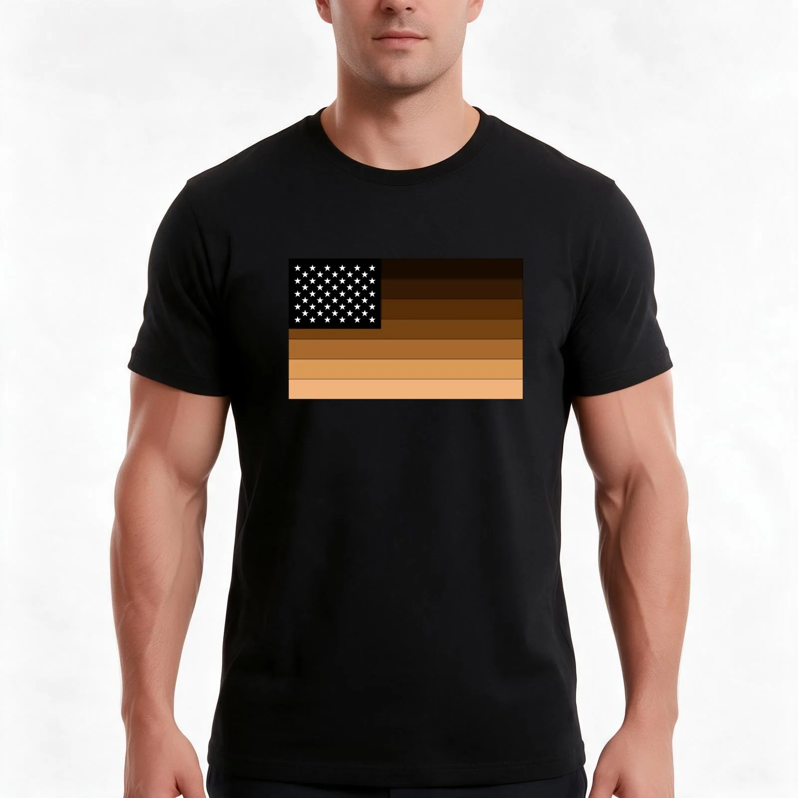 T-shirt d'été décontracté en coton avec drapeau d'unité, coupe ample, style streetwear, imprimé graphique vintage, manches courtes