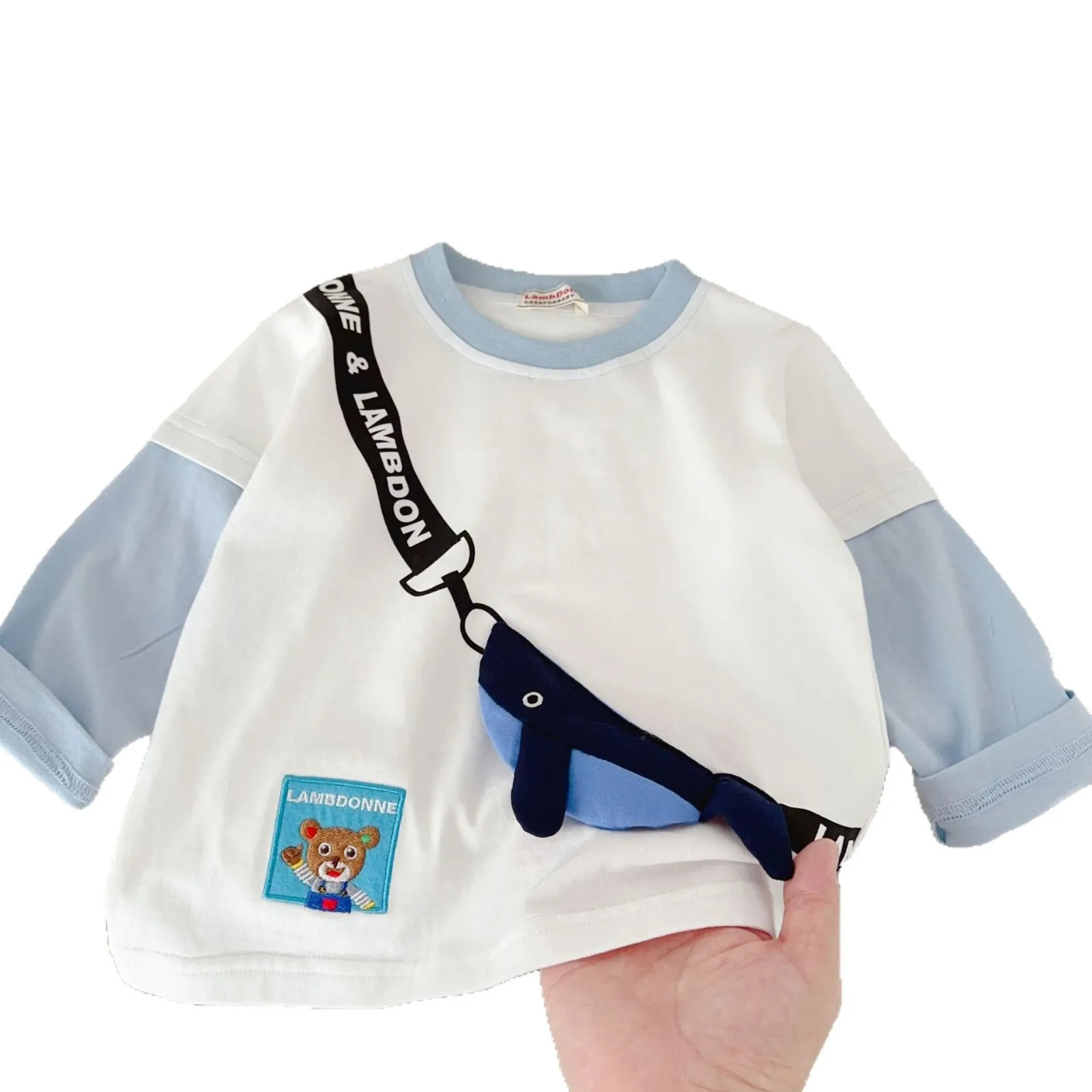 

Boys' T-shirt Long Sleeved 2025 Autumn Cute Shark New Style Children's Top Base Shirt Children's Inner Outfit