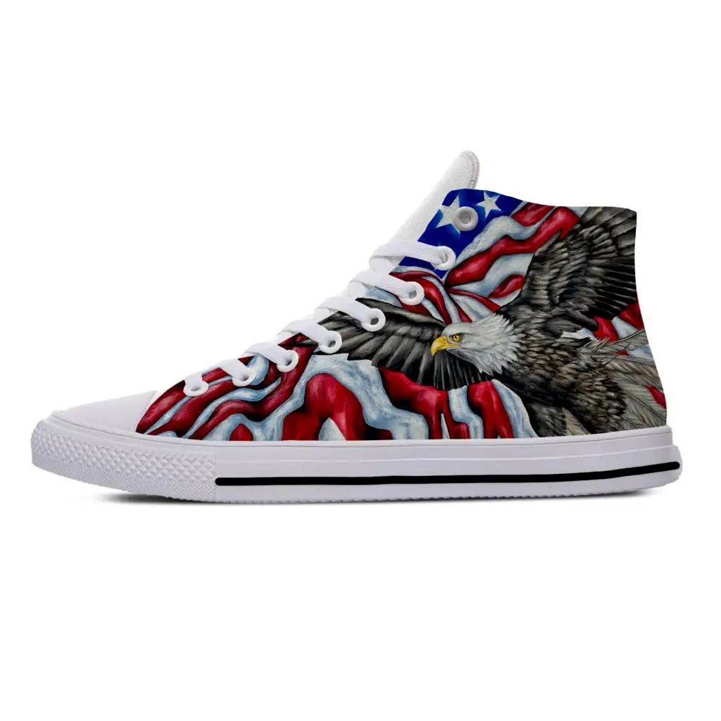 2022 USA US American America Flag Eagle Patriotic Casual Cloth Shoes High Top Lightweight Breathable 3D Print Men women Sneakers