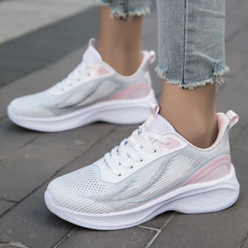 

New Feizi Multi-color Soft-soled Low-top Round-toe Lace-up Large-sized Ultra-light Outdoor Running Women's Casual Sports Shoes